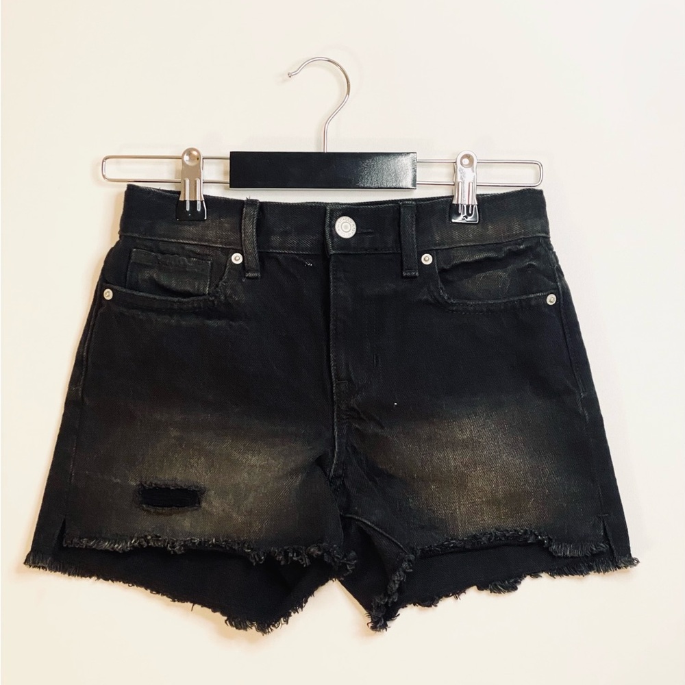 Old Navy Black Distressed Denim Shorts Size 8 High Rise Style